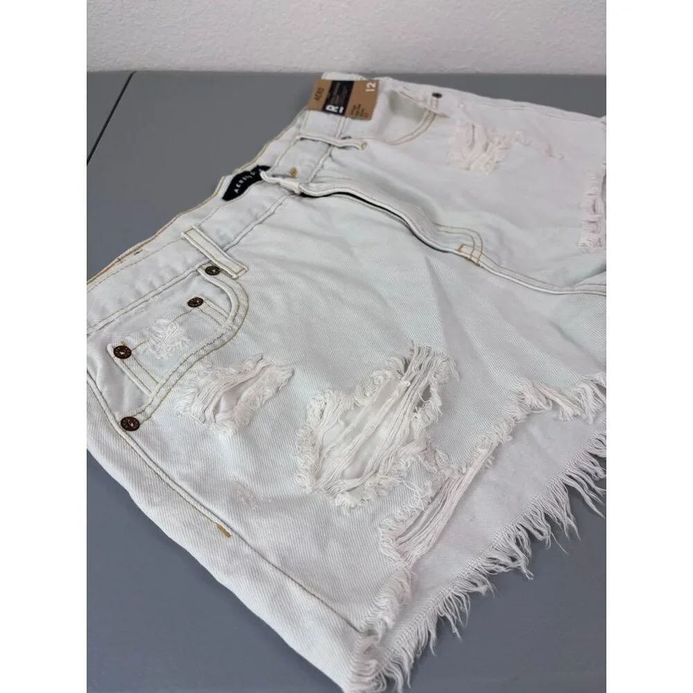 Aero women's 12 light wash vintage high rise shorties denim‎ jean shorts NWT